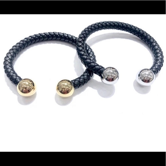 Stainless Steel Plain Ball LEATHER MEN CUFF BRAC. - Picture 5 of 8